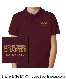 Youth Short Sleeve Jerzees Polo - Embroidered, Maroon Design Zoom